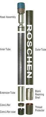 T6 Double Tube Core Barrel Untuk Sampel Eksplorasi Diamond Coring